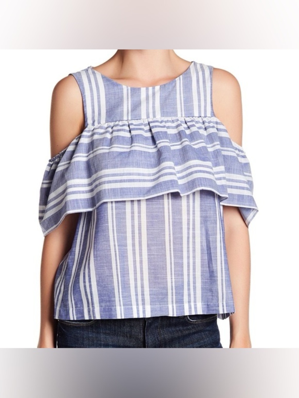 Lush Nordstrom Cold Shoulder Blur and White Stripe Top Size XS